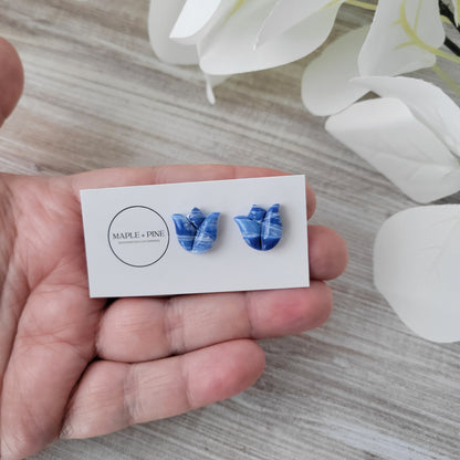 Tulip Studs | Blue | Ocean Waves