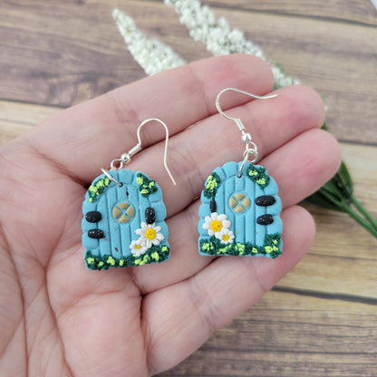 Fairy Door Dangle | Blue with White Flowers