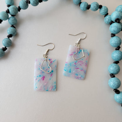 Cora Dangle | Translucent Teal and Pink Confetti | Charm