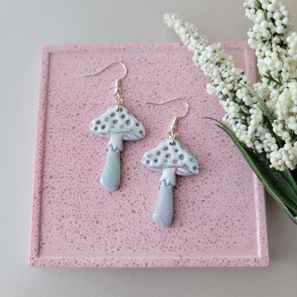 Large Mushroom Dangle | Light Blue and Pink