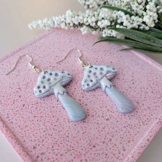 Large Mushroom Dangle | Light Blue and Pink