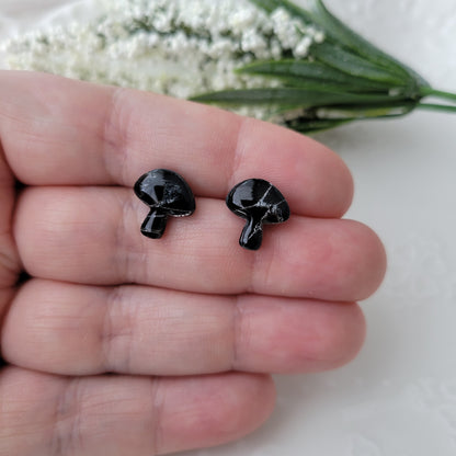 Mushroom Studs | Black | Darkest Night