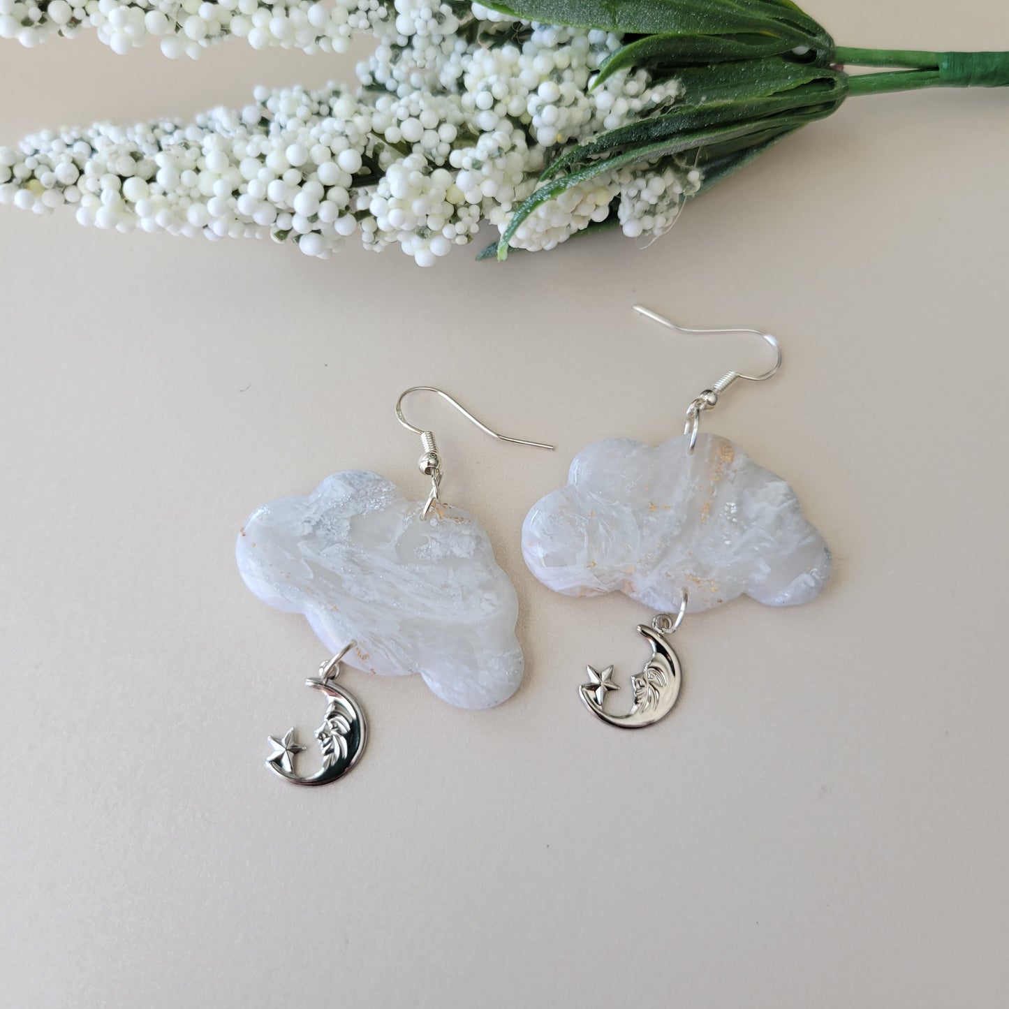 Cloud Dangle | Pearl Marble | Moon Charm