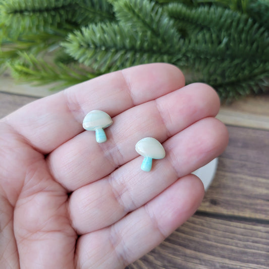 Mushroom Studs | Mint Green and Tan