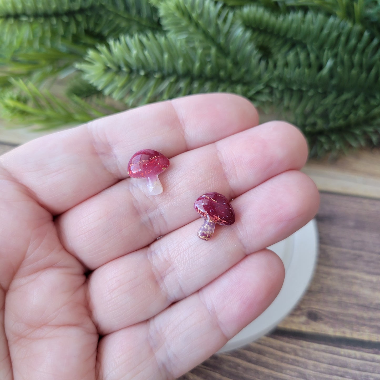 Mushroom Studs | Red Marble