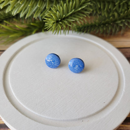 Circle Studs | Blue Speckled