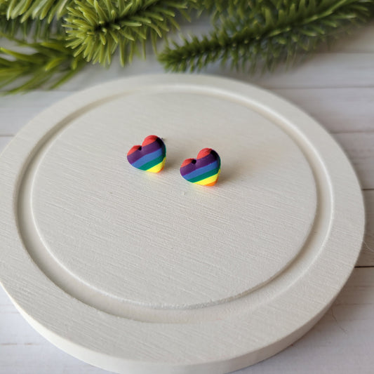 Heart Studs | Rainbow