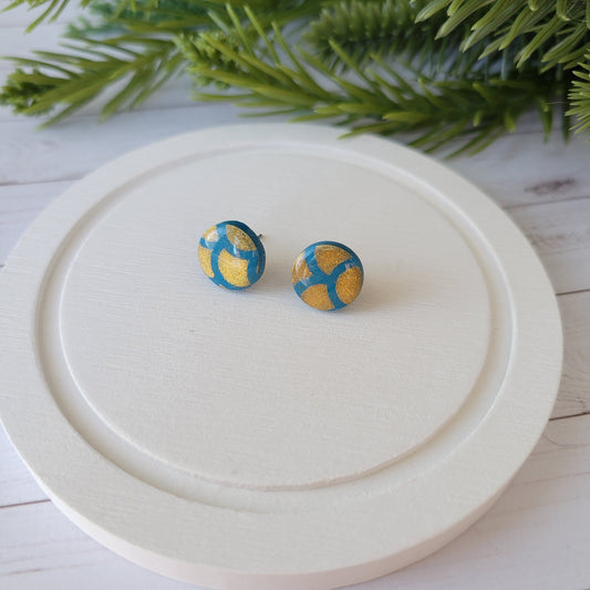 Circle Studs | Teal Mermaid Scale