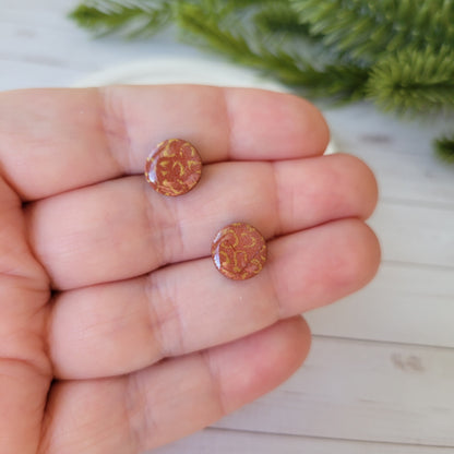 Circle Studs | Bronze Cheetah Print