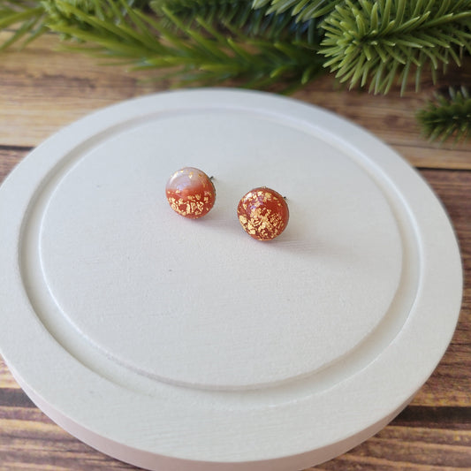 Circle Studs | Orange Marble