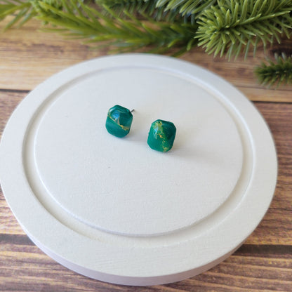 Jasmine Studs | Green Marble