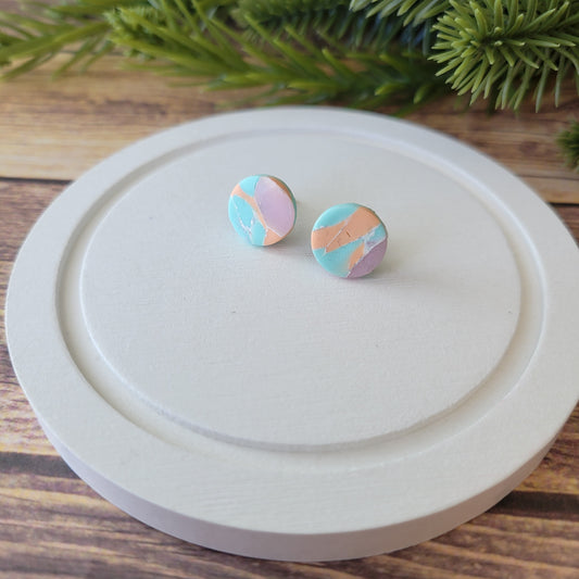 Circle Studs | Pastel Marble