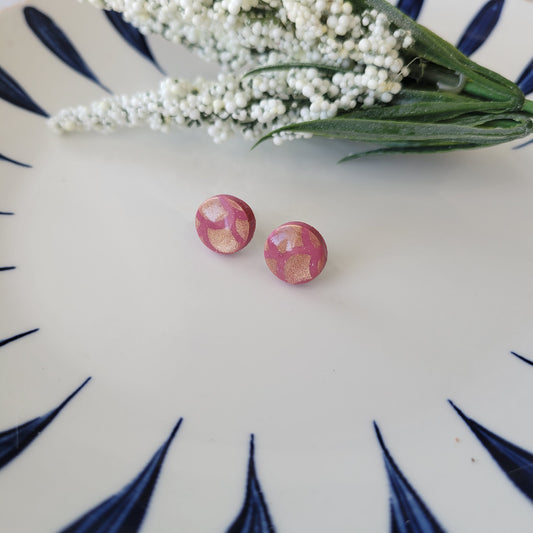 Circle Studs | Pink Mermaid Scale