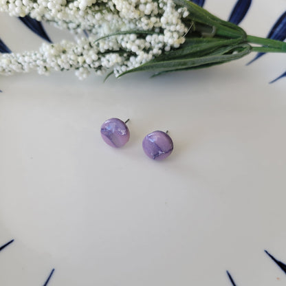 Circle Studs | Purple Marble