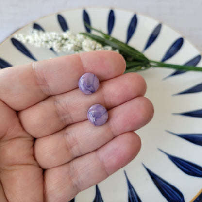 Circle Studs | Purple Marble