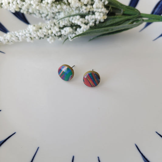 Circle Studs | Rainbow Swirl