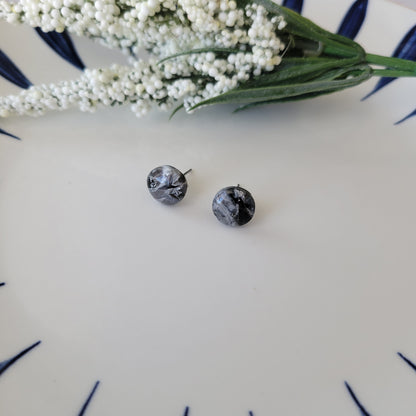 Circle Studs | Black Marble