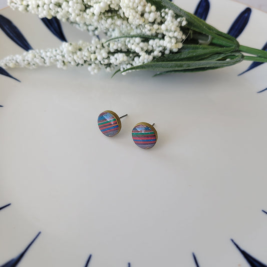 Circle Studs | Multi-Colored Stripes