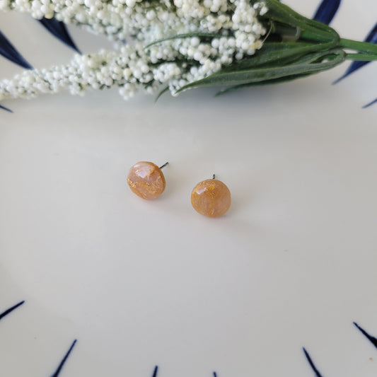 Circle Studs | Yellow Gold Marble