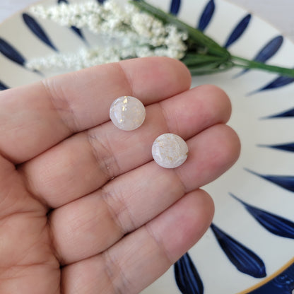 Circle Studs | White Marble