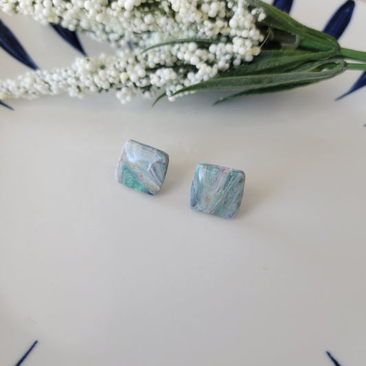 Square Studs | Mermaid Marble