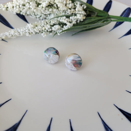 Circle Studs | Mermaid Marble