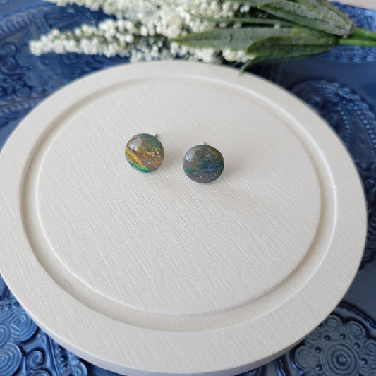 Circle Studs | Mermaid Marble