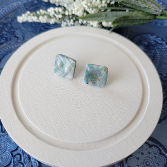 Square Studs | Mermaid Swirl