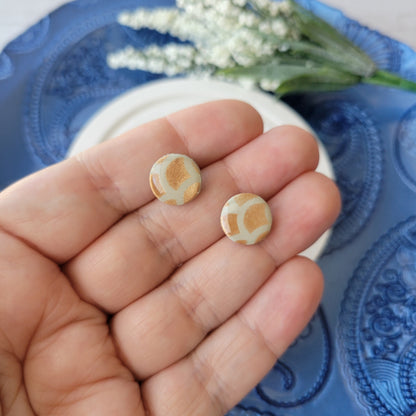 Circle Studs | Light Green Mermaid Scale