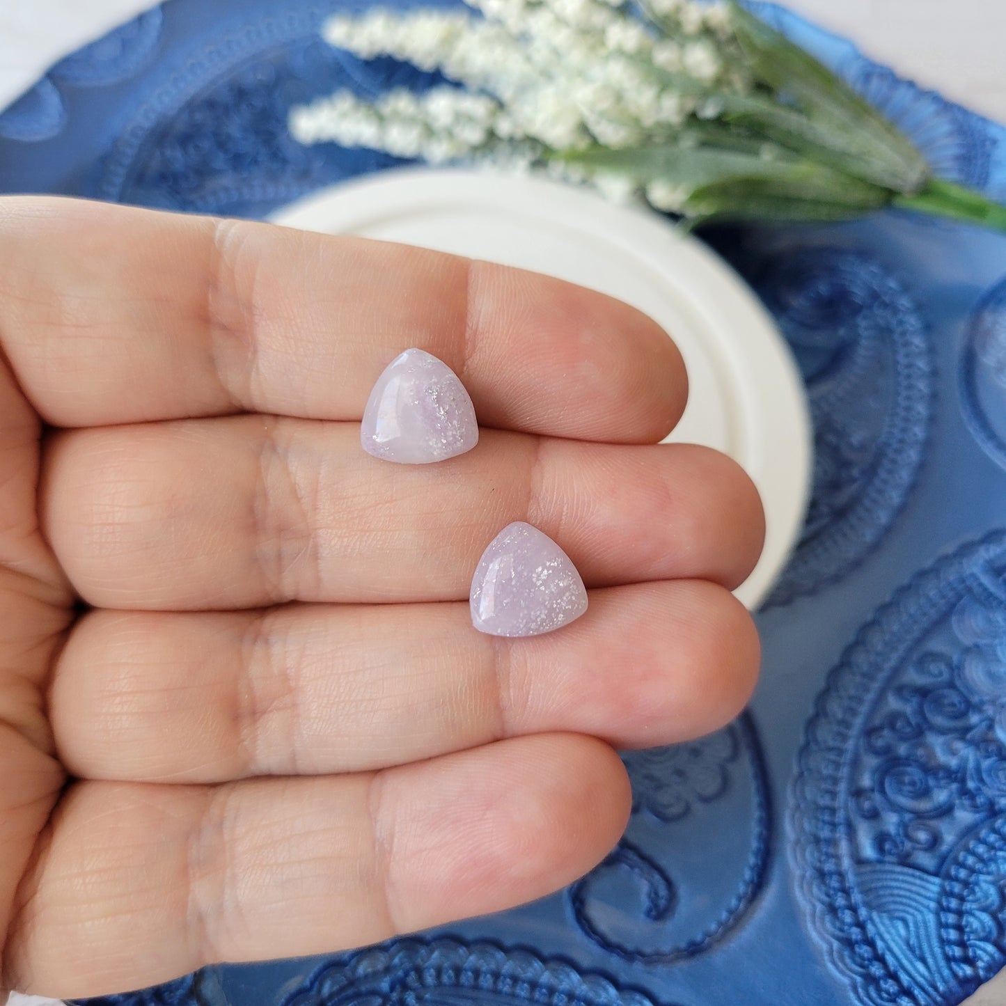 Reuleaux Triangle Studs | Lavender Marble