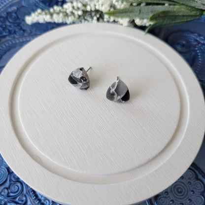 Reuleaux Triangle Studs | Black Marble