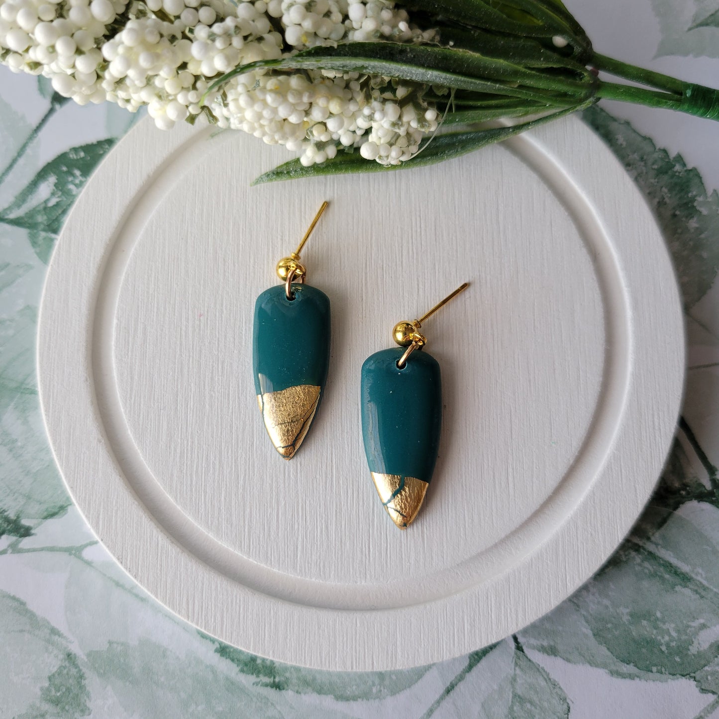 Small Dagger Dangle | Teal Gold Dipped