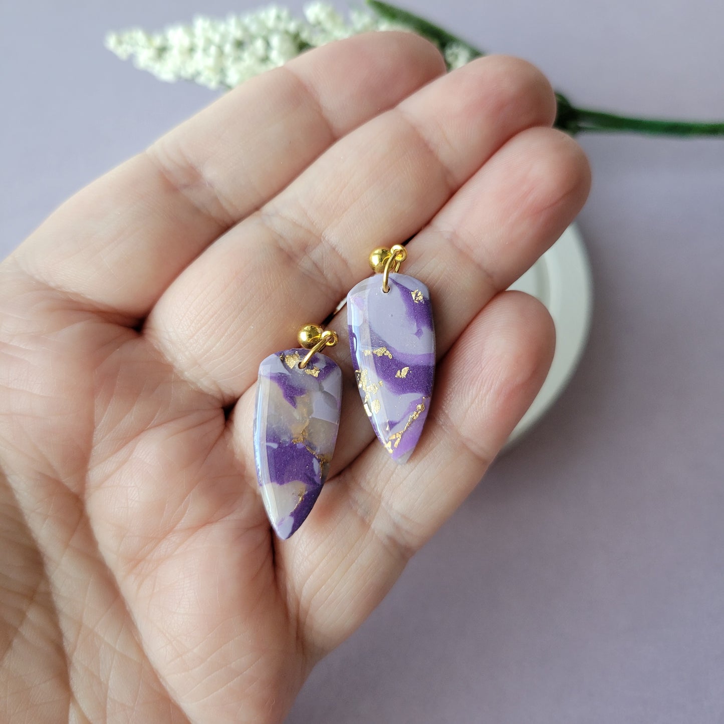 Small Dagger Dangle | Purple Marble