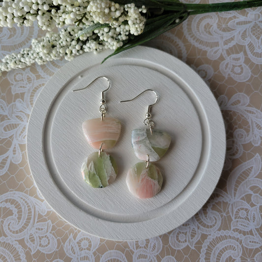 Daphne Dangle | Light Green and Pink | Marble