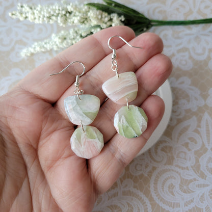 Daphne Dangle | Light Green and Pink | Marble