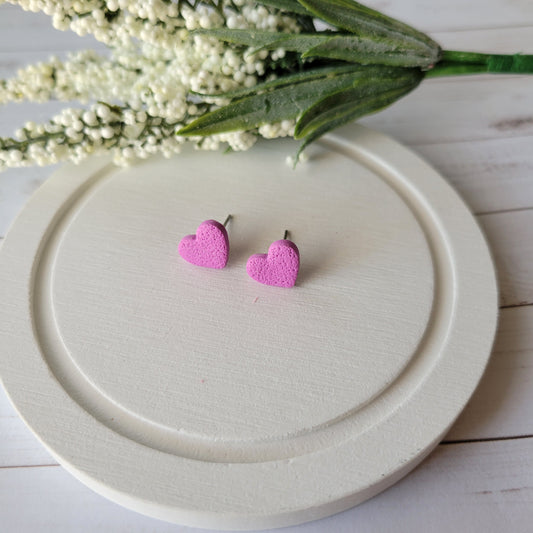 Heart Studs | Pink | Textured