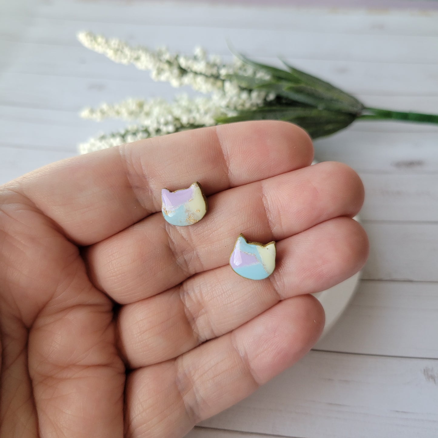 Kitty Studs | Spring Marble