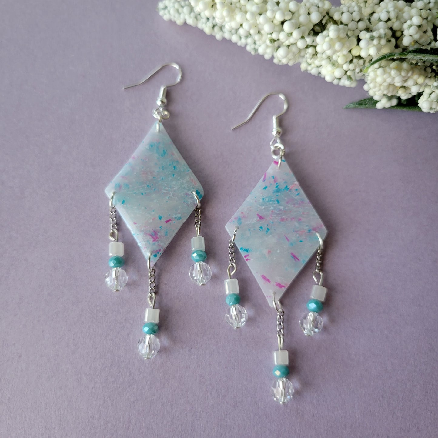 Clara Diamond Dangle | Confetti | Beaded