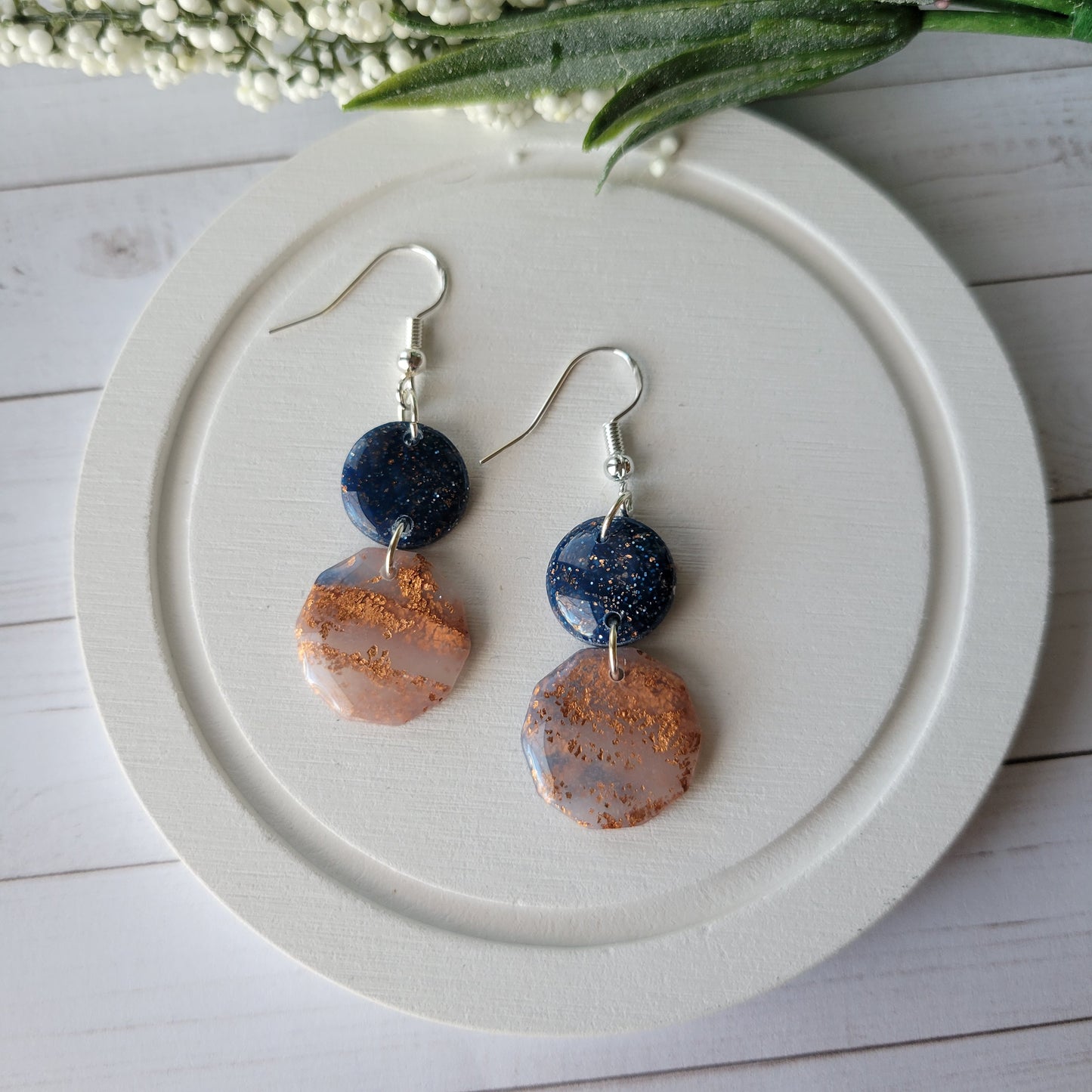 Leilah Dangle | Blue Rose Pink Marble