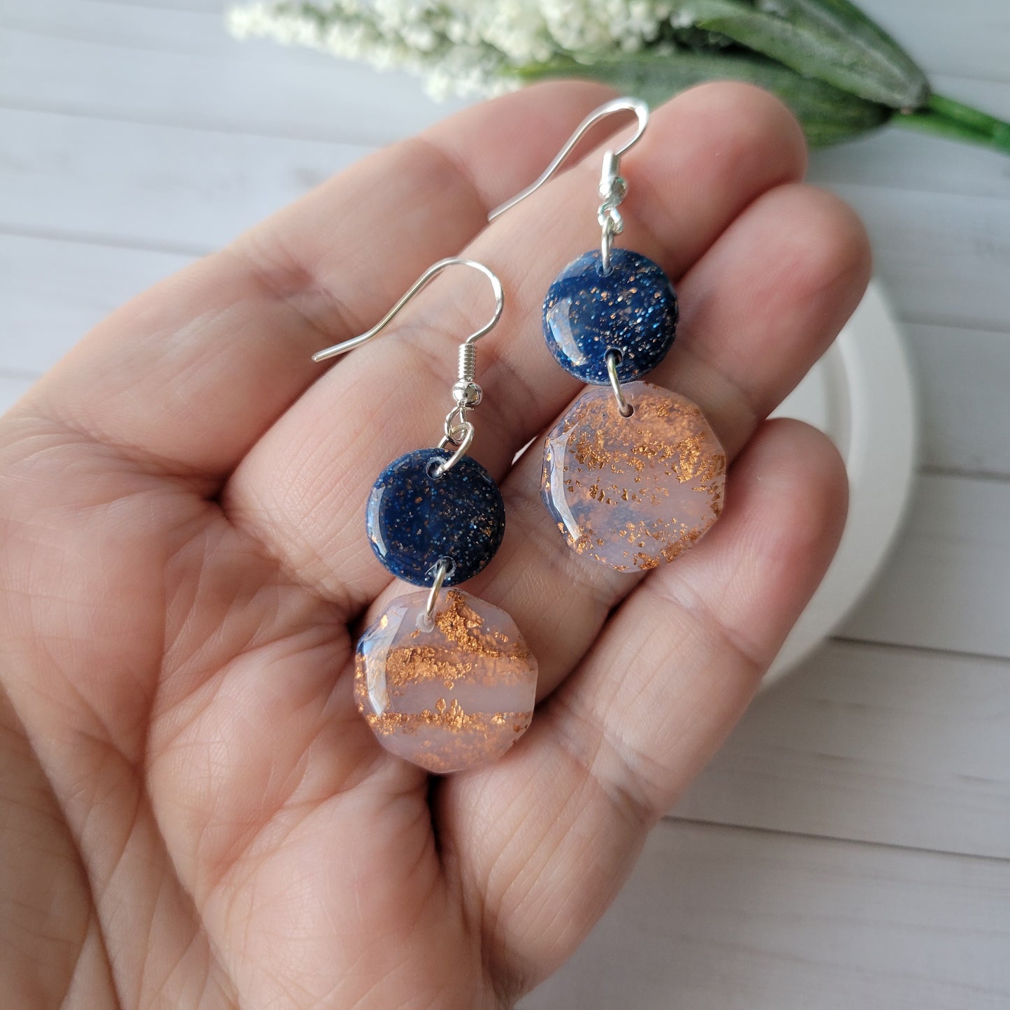 Leilah Dangle | Blue Rose Pink Marble