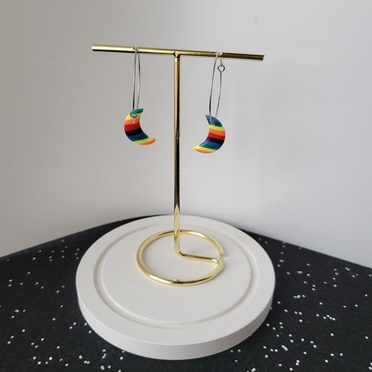 Little Moon Hoop Dangle | Rainbow