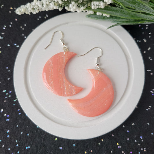 Moon Dangle | Peach Marble