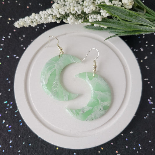 Moon Dangle | Light Green Marble