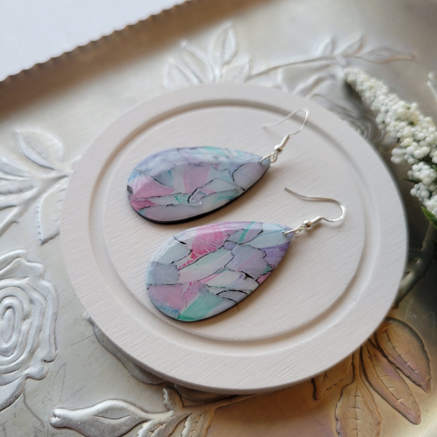 Teardrop Dangle | Pastel Water Colors