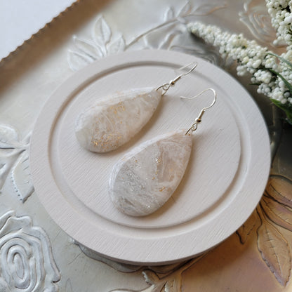 Teardrop Dangle | White Marble