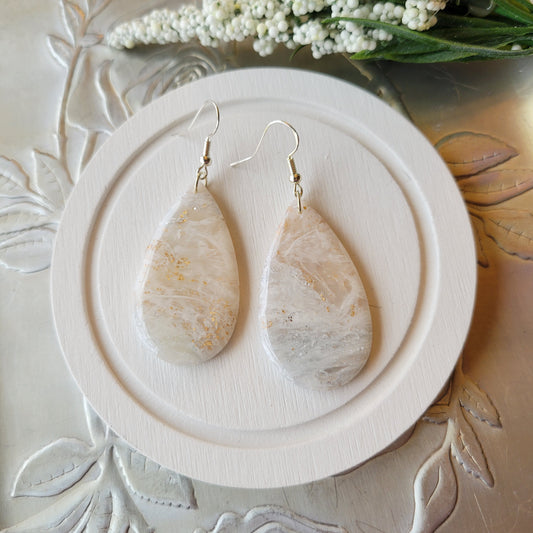 Teardrop Dangle | White Marble