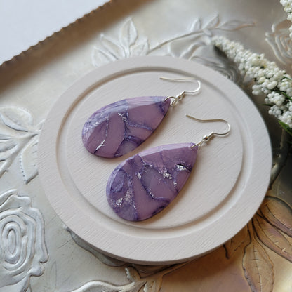 Teardrop Dangle | Purple Marble