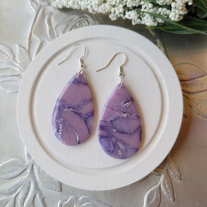 Teardrop Dangle | Purple Marble