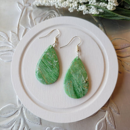 Teardrop Dangle | Green Marble