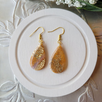 Teardrop Dangle | Yellow Gold Marble